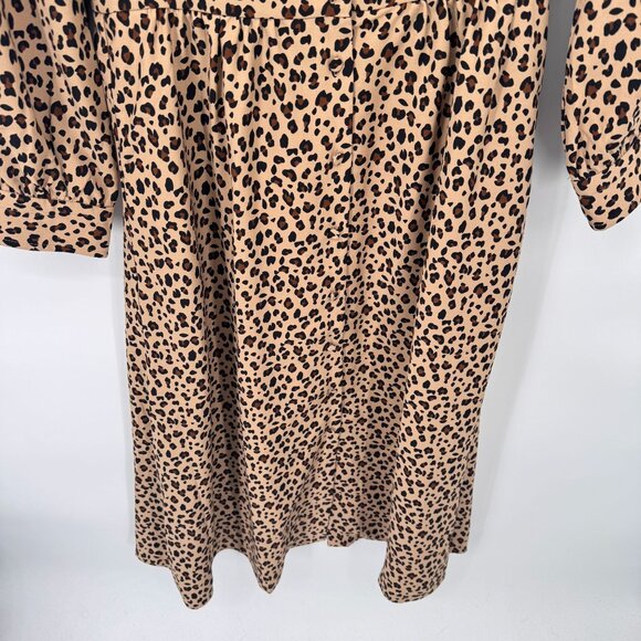 J.Crew Mob Wife Button Front Dress Womens size 2 Leopard Print Polyester NEW - Picture 3 of 10